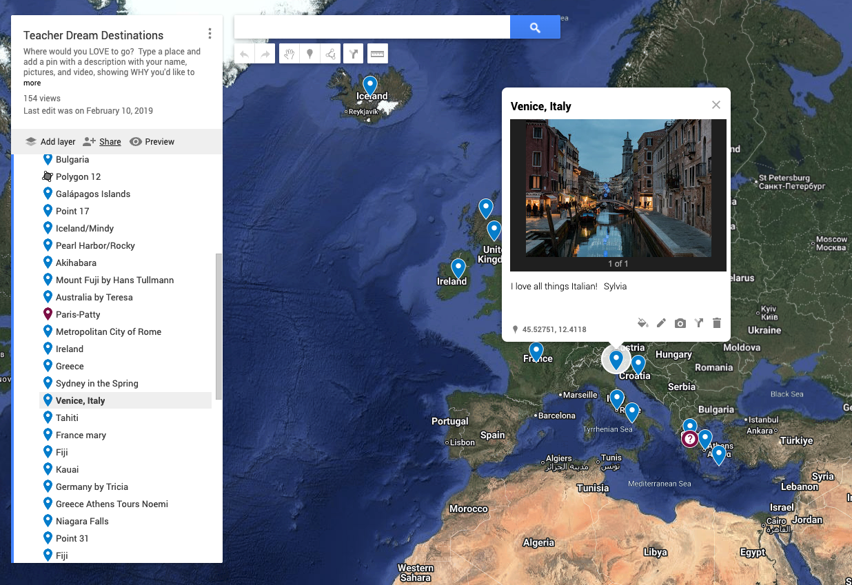 Google MyMaps exploration
